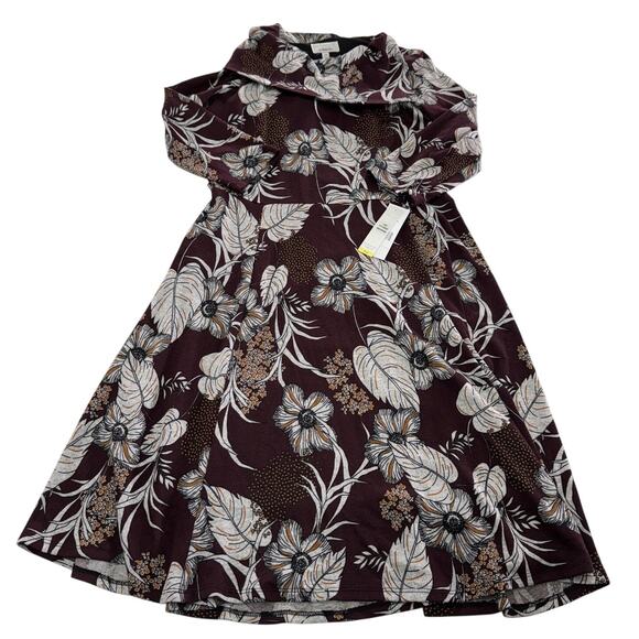 Signature by Robbie Bee Dress Womens Petite Medium Wine Floral‎ Cowl Neck PM NWT - Picture 1 of 10